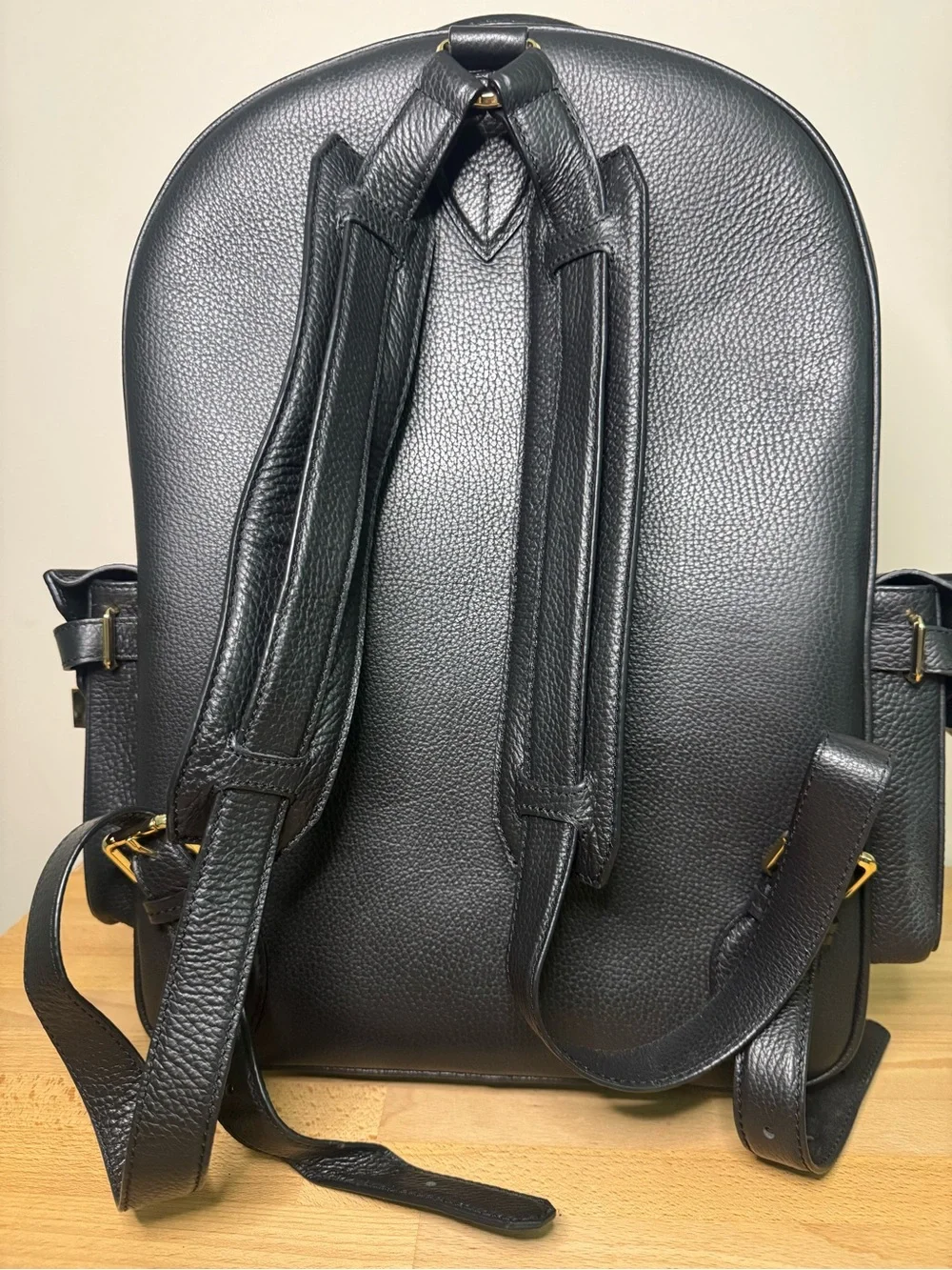 Buscemi PHD large Black Leather Gold Lock Backpack. Key and dust bag.